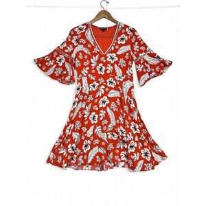Tommy Hilfiger Floral V-Neck Midi Dress Size 8